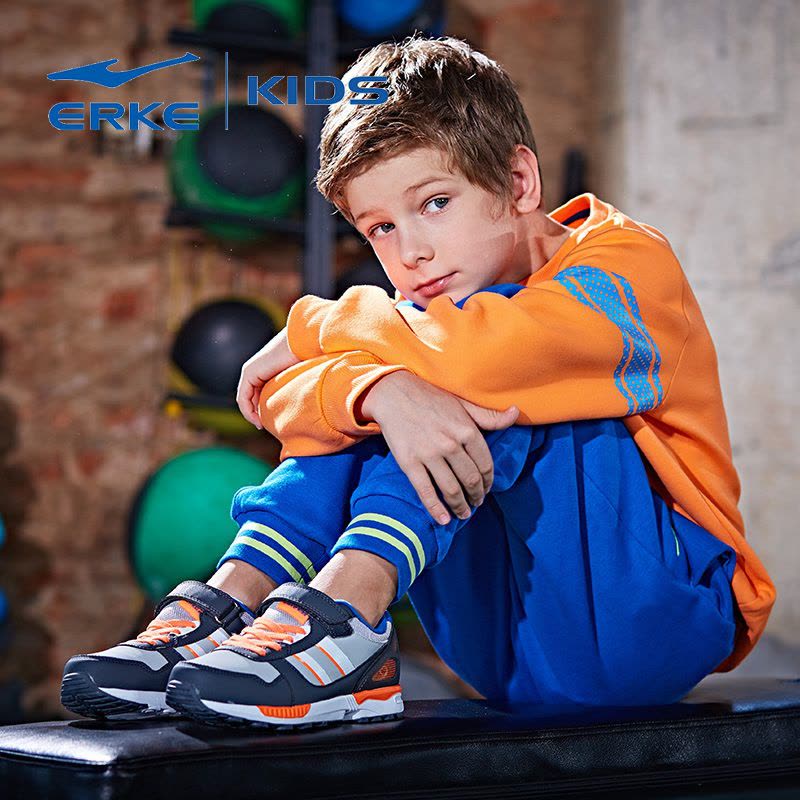 鸿星尔克（ERKE）童鞋舒适新款男儿童运动复古跑步鞋学生休闲鞋子减震运动鞋子图片