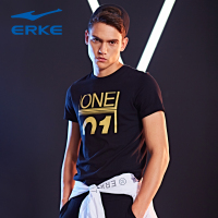 鸿星尔克ERKE2018夏季年新款舒适运动短T字母时尚圆领男上衣T恤51218119047