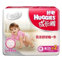 好奇(Huggies)银装成长裤女宝宝中号M23+2片(8-11kg)