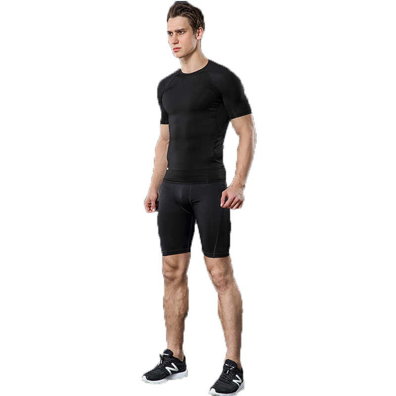豪客虎篮球运动健身服男夏季紧身衣速干套装高弹力跑步紧身短裤两件套装