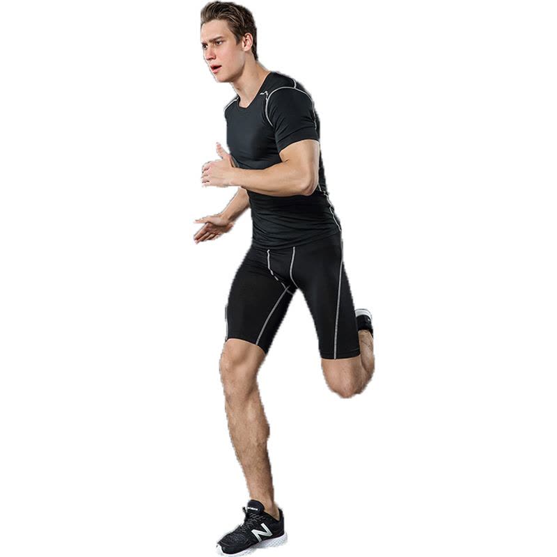 豪客虎篮球运动健身服男夏季紧身衣速干套装高弹力跑步紧身短裤两件套装图片