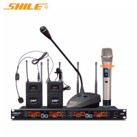狮乐 (SHILE)SH-10 无线话筒真U段一拖四会议鹅颈手持头戴耳麦领夹麦克风专业培训会议室