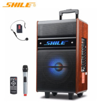 狮乐(SHILE) 皇冠五号12英寸低音拉杆户外广场舞移动便携式蓝牙电瓶音响 大功率扩音器 配单耳麦单手持话筒