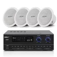 狮乐(SHILE) AV108+BX206两对 定阻同轴吸顶喇叭套装会议室客厅门店商铺嵌入式吸顶音响功放组合