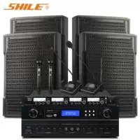 狮乐 (SHILE)中小型会议室音响套装壁挂音箱功放组合AV-108/V-6 四音响/两话筒两鹅颈[适合60-200平]