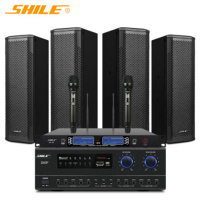 狮乐 (SHILE)AV108功放+BX402音柱两对+一拖二话筒 专业中小型会议室音响系统可调角度音柱功放音箱组合