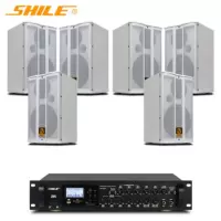 狮乐(SHILE) 会议室音响套装酒店健身房背景音乐专业会议音箱功放话筒套餐 AV8820+BX503(白)三对