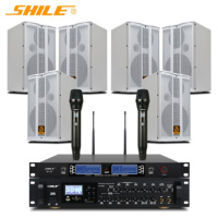狮乐(SHILE) 会议室音响套装健身房背景音乐专业会议音箱功放话筒套餐 AV8820+BX503(白)三对+SH-28