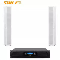 狮乐(SHILE) AV2011D+BX408 白色音箱两只 专业大功率会议壁挂音柱音响系统后级功放组合套装