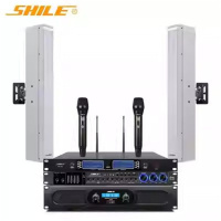 狮乐(SHILE) AV2011D+BX408白色箱两只+效果器+话筒 专业大功率会议壁挂音柱音响系统后级功放组合套装