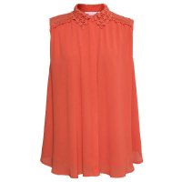 秋水伊人 2015夏季专柜新款镂空拼接纯色无袖雪纺上衣A417 132106033