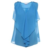 秋水伊人 2014夏季专柜正品新款韩版修身无袖V领雪纺衫132204018