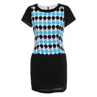 秋水伊人 2014夏装新款气质OL圆领印花拼接显瘦连衣裙132202265