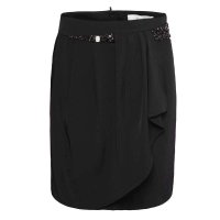 秋水伊人 2014夏专柜新款亚克力钻荷叶边包臀半身短裙132109027