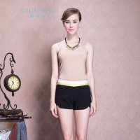 秋水伊人 2015春装新款正品韩版时尚百搭撞色包边弹力修身吊带上衣131103003