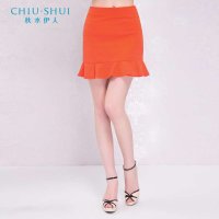 秋水伊人2015夏装纯色百搭拼接显瘦修身中腰短裙子A126 132109031