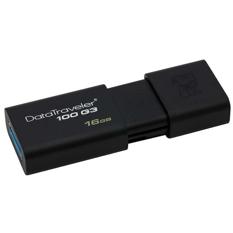 金士顿(Kingston)DT100G3 16GB USB3.0 U盘16g高速车载商务办公学生用16g优盘(黑色)