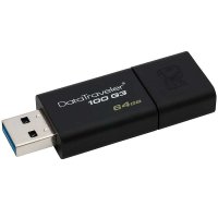金士顿(Kingston)DT100G3 64GB U盘 USB3.0 高速商务办公学生优盘大容量64g闪存盘(黑色)