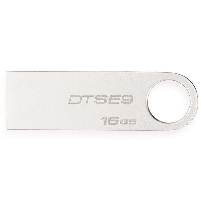 金士顿(Kingston)DTSE9 16GB U盘 银灰 USB2.0 金属超薄车载创意不锈刚U盘 艺术签名定制