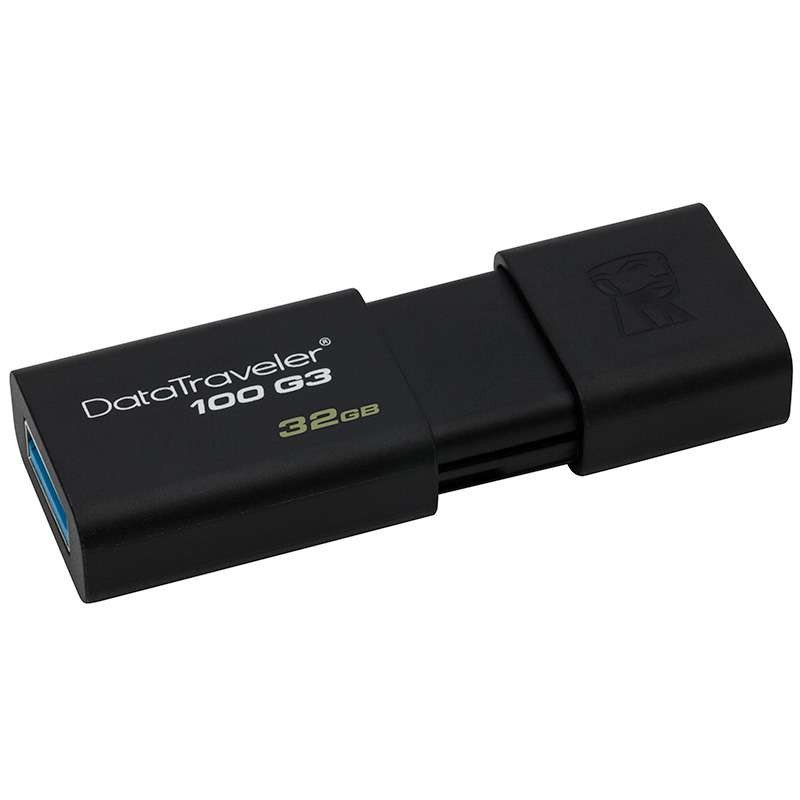 Kingston金士顿DT100G3 32GBU盘USB3.0高速车载学生商务办公32g电脑优盘智能电视用闪存盘黑色