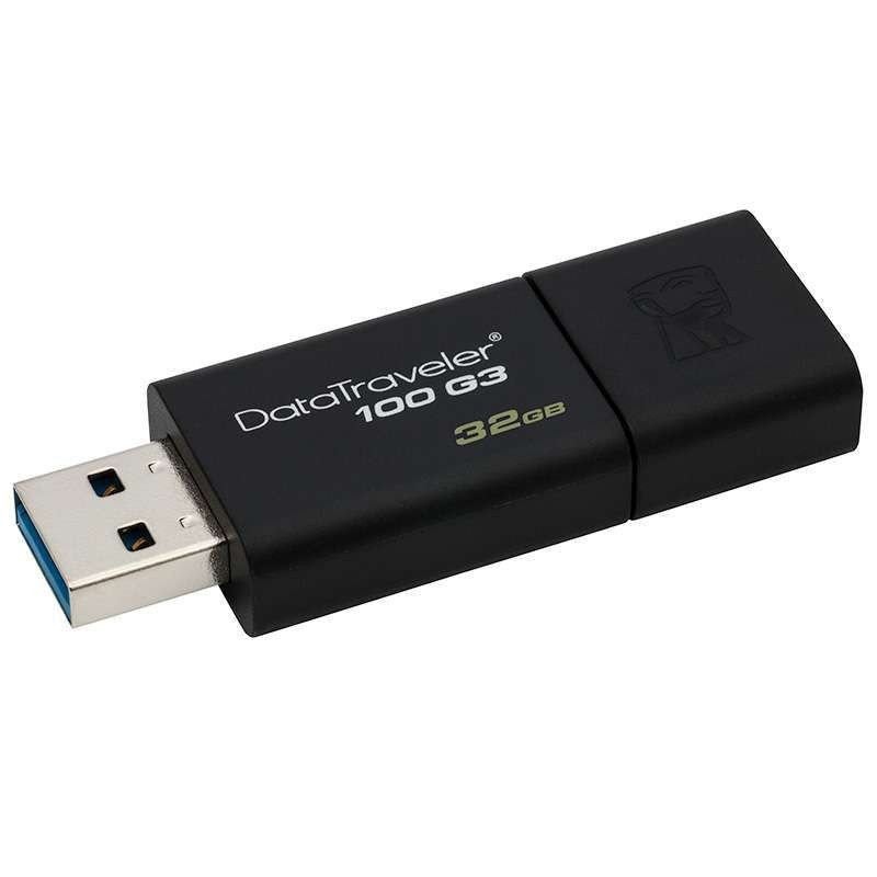 Kingston金士顿DT100G3 32GBU盘USB3.0高速车载学生商务办公32g电脑优盘智能电视用闪存盘黑色