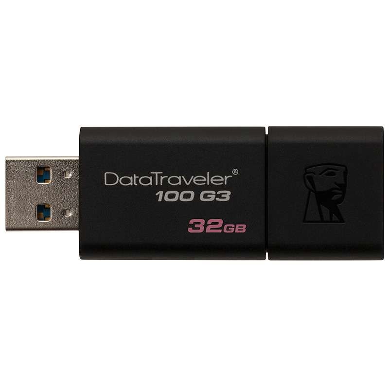 Kingston金士顿DT100G3 32GBU盘USB3.0高速车载学生商务办公32g电脑优盘智能电视用闪存盘黑色