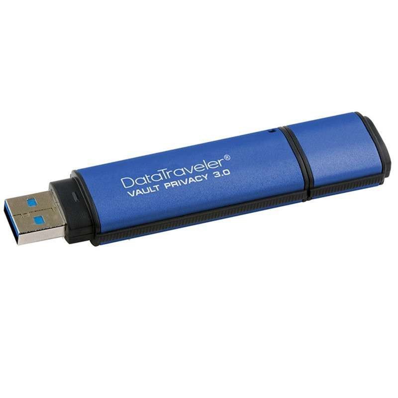 金士顿(Kingston) DTVP30 8GB 加密 USB3.0 U盘 256位AES硬件加密优盘8g金属闪存盘蓝色