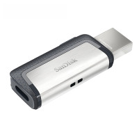 SanDisk闪迪SDDDC2手机U盘32GB Type-C USB3.1双接口OTG手机电脑两用高速金属车载优盘银色