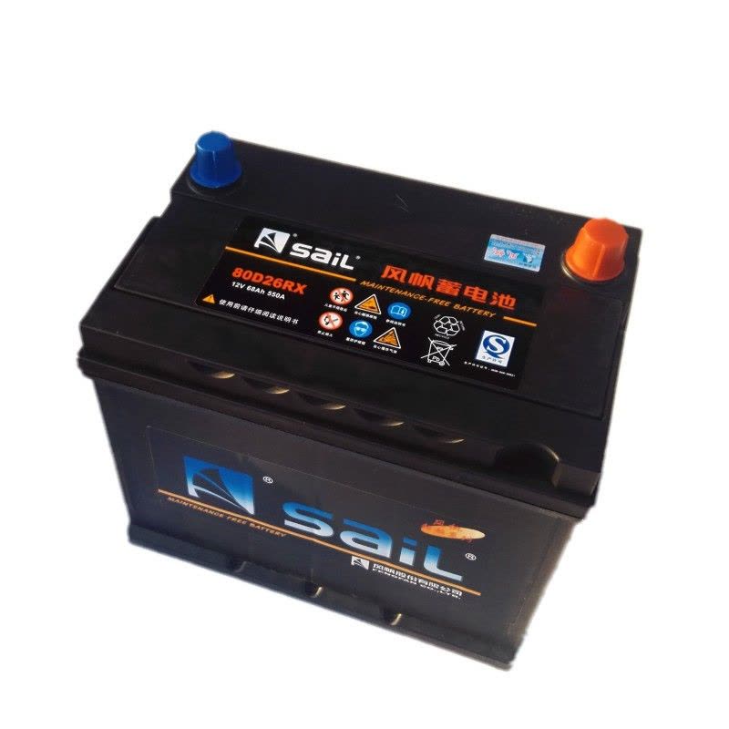 风帆蓄电池旗舰店80D26L/R汽车电瓶12V68AH适用骏/逍客/爱腾/柯兰多/菱绅/帕杰罗/ 格锐/新胜达以旧换新图片
