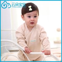 云朵宝宝彩棉婴儿长袖蝴蝶衣棉毛布内衣春衣春夏装睡衣服男女