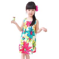 格格星 2015夏装新款女童水墨画连衣裙小女孩全棉背心裙1234567岁棉布裙子
