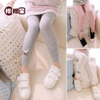 童装2015秋季新款女童纯色打底裤儿童小鸟刺绣棉质小脚口打底裤