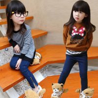 童装秋季新款女童牛仔长裤儿童韩版侧拉链打底裤子宝宝全棉童裤