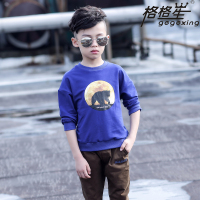 2016秋季新款男童时尚韩版圆领卫衣儿童休闲熊印花套头全棉T恤衫