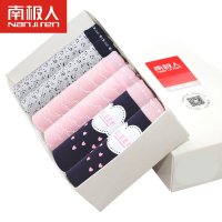 南极人女内裤纯棉女士三角裤 性感中腰无痕平角裤6条礼盒装