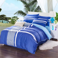 世泽轩家纺 全棉纯色多拼条纹欧美风纯棉四件套