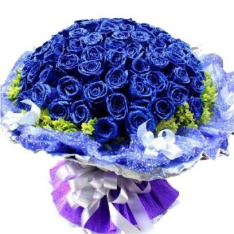 五二零 生日鲜花速递礼物鲜花预定 99朵蓝玫瑰蓝色妖姬花束鲜花快递全国同城花店送花上门