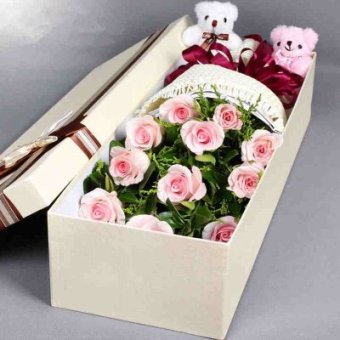 五二零 生日玫瑰花鲜花礼盒 爱情鲜花礼物预定 11朵玫瑰花礼盒装 祝福鲜花速递全国花店同城送花上门