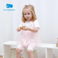 丽婴房童装婴儿连体衣夏装女宝宝假两件网纱鲸鱼印图外出哈衣短袖