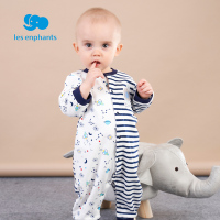 丽婴房童装婴儿连体衣秋装男宝宝条纹外出哈衣新款长袖连衣裤