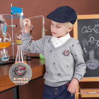 丽婴房男宝宝针织长袖T恤儿童中小童假两件休闲绅士卫衣秋装