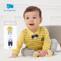 丽婴房童装婴幼儿针织长袖衬衫领连衣裤男宝宝小绅士风爬服连身装 2021