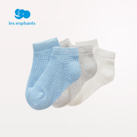 丽婴房婴儿袜子男宝宝纯色防滑胶袜子男童短袜3双装春季新品2021