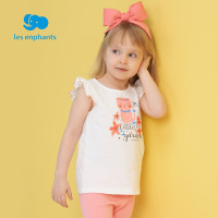 丽婴房童装女童短袖套装夏季宝宝洋气猫咪印图T恤七分裤套装2021