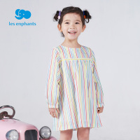 丽婴房童装女童多彩条纹连衣裙儿童洋装休闲裙子年春夏新品2021