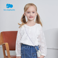 丽婴房童装女童外套春夏新款小公主绣花布开衫儿童白色洋气打底衫2021