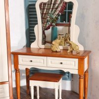 铂森 欧式 美式乡村 地中海 小 化妆台 梳妆台 镜 桌 现代 简约 HZY-9102 图片色 组装