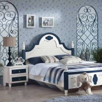 铂森 地中海床头柜美式乡村田园白色卧室床头桌