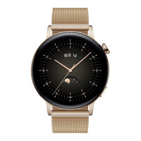 [新品]华为 HUAWEI WATCH GT 3[42mm 雅致款]全新升级八通道心率监测 双频五星精准定位 专属跑步教练 14天续航 NFC门禁 音乐播放 金色米兰尼斯表带
