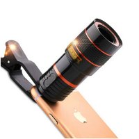 都纳DUNA C2 手机拍摄镜头苹果三星手机通用望远镜万能夹8倍长焦手机配件套装摄像头拍照（红色）